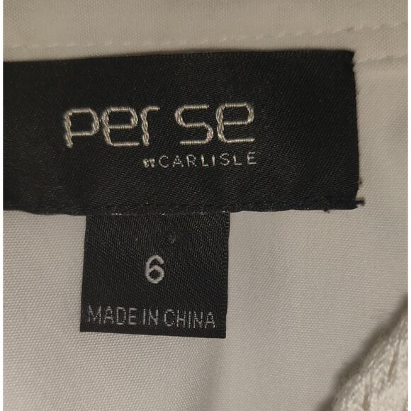 Per Se By Carlisle White Blouse Womens 6 Hi Low Crisp Stretch Asymmetrical - Picture 5 of 16